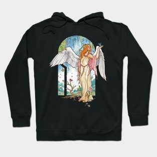 Angel of Spring Mucha Inspired Art Nouveau Angels of the Seasons Series Hoodie